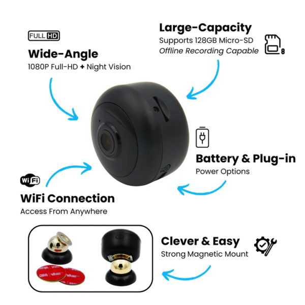 Mini Spy Camera Wi-Fi 1080P Security Camera with Night Vision and Motion Detection - Image 2